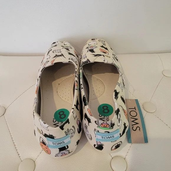 Toms Classic Halloween Black Cat Belmont Womens Slip On Flats Shoes Size 8 NWT - Picture 4 of 12